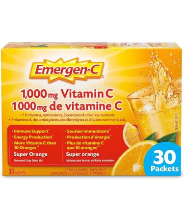Emergen-C Bundle Vitamin C 1 000mg Powder with Vitamin D Zinc and Electrolytes Immune System Booster Orange and Raspberry 30 Packets per Flavor (60 Total) Super Orange/Raspberry 30 count (Pack of 2) - Buy Online on GoSupps.com