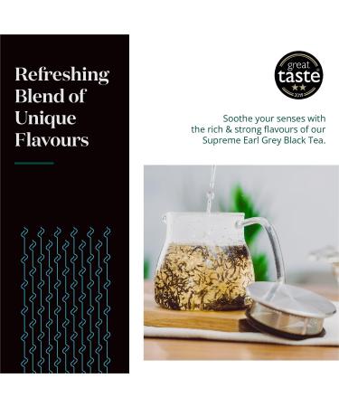 Supreme Earl Grey Tea Loose Leaf - Natural Blend of Sri Lankan Black Tea Bergamot Extract & Blue Cornflowers - Rich Citrusy & Floral Notes - Easy to Brew Earl Grey Tea by The Tea Makers of London 125g Caddy - Buy Online on GoSupps.com