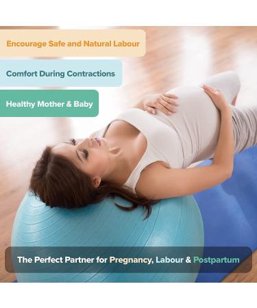 BABYGO Birthing Ball Set - Pregnancy Yoga & Exercise Ball + Book - Trimester Targeting Maternity Physio - Anti Burst Eco Friendly Material - 65cm 75cm - Turquoise - Buy Online on GoSupps.com