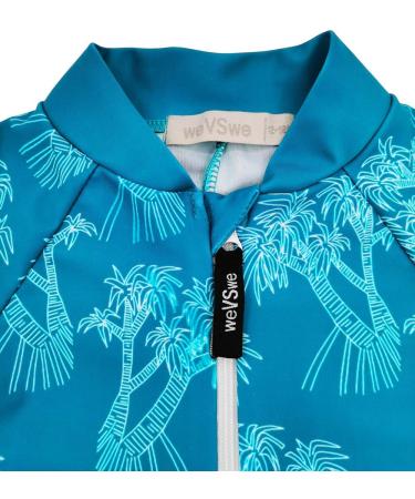 weVSwe Baby Boy Swimsuit | UPF 50+ Sun Protection | Rash Guard Swimwear | Crotch Zipper | Green Leaves | 0-3 Years - Buy Online on GoSupps.com