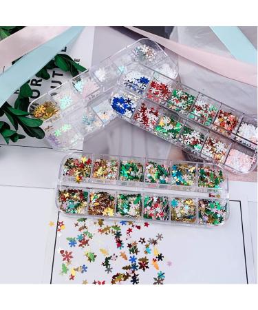Ebanku Christmas Snowflake Nail Sequin Glitter - 3D Confetti for Nail Art Decoration | Holiday Party Essentials - Buy Online on GoSupps.com