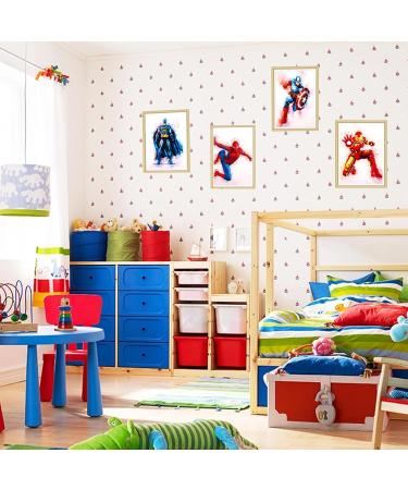 Yumcute Superheroes Watercolor Art Posters - 8-Piece Avengers Wall Decor for Kids' Bedrooms (A4 Unframed) - Buy Online on GoSupps.com