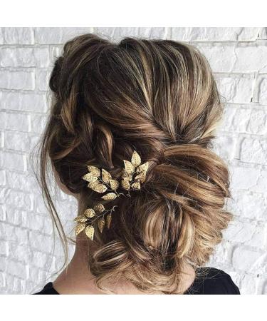 Wedding Hairpins With Leaves Gold And Silver Ideal As Hair Accessories For Bridesmaid Women And Girls U-shaped hairpin - Buy Online on GoSupps.com