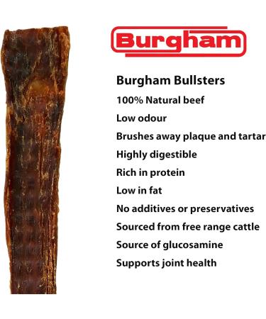 Burgham Beef Gullet Strips for Dogs & Puppies - Natural Dog Treats for Large or Medium Dogs - Oral Health Friendly Dog Chews - 12 Inches (10 Pack) - Buy Online on GoSupps.com