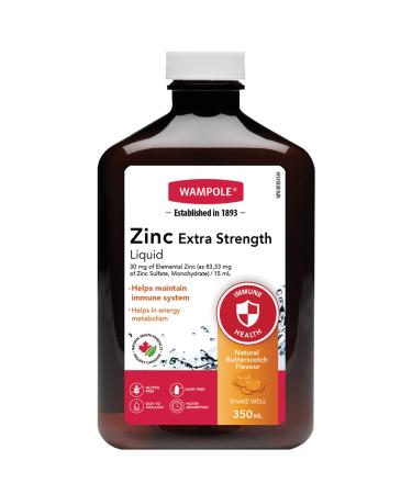 Wampole Zinc Liquid Extra Strength Fast Liquid Absorption - Immune System & Energy (350 ml)