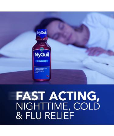 Vicks NyQuil Cough Nighttime Relief Cherry Flavor - 8 Fl Oz | Soothes Sore Throat, Runny Nose, and Cough - Buy Online on GoSupps.com