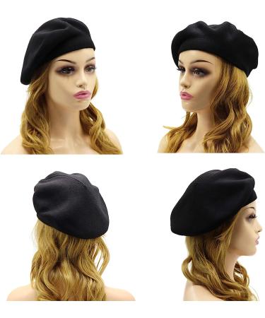 Wheebo French Cashmere Beret Hat Reversible Solid Color Cap - Black for Women Girls Lady Adults - Buy Online on GoSupps.com