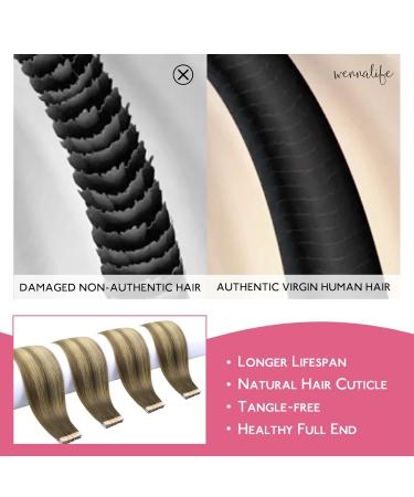 Buy If-Of-Hearted 10pcs Tape Extensions - Real Hair Ombr Walnut Brown to Ash Brown & Blonde - 20g 30cm Invisible Extensions - Buy Online on GoSupps.com