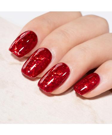MEGIOR Red Glitter Gel Nail Polish 15ml Sparkling Sequins Gel Polish High Gloss Soak Off UV LED Nail Gel Polish for Nail Art Manicure Salon DIY Home Gift for Girls
