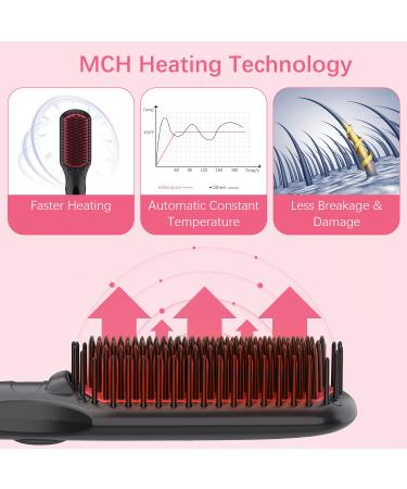 MiroPure Enhanced Hair Straightener Brush - 2-in-1 Ionic Straightening Brush with Anti-Scald, Auto Temperature Lock & Off Function (Black) - Buy Online on GoSupps.com