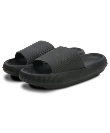Pillow Slides for Women and Men | The Official Ergonomically Designed Slides | Extremely Comfy | Indoor & Outdoor Use | Soft Shower & Spa Sandals | Lightweight | Foot Pain Relief | Non Slip 7.5-8.5 Women/6-7 Men Black