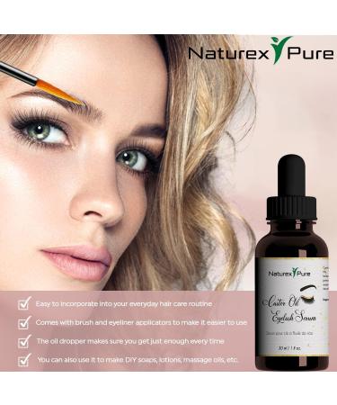 Castor Oil for Eyelashes & Eyebrows - Non-Sticky Formula | NaturexPure 30ml - Boost Growth & Nourish Naturally - Buy Online on GoSupps.com