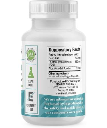 NewLife Naturals Boric Acid Vaginal Suppositories with Aloe Vera & FOS Prebiotic - 30 Capsules - Made in USA - Buy Online on GoSupps.com