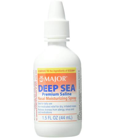 Deep Sea Saline Nasal Spray Generic for Ocean Nasal Moisturizing Spray 1.5 oz per Bottle Pack of 4 Bottles by Major Pharmaceuticals