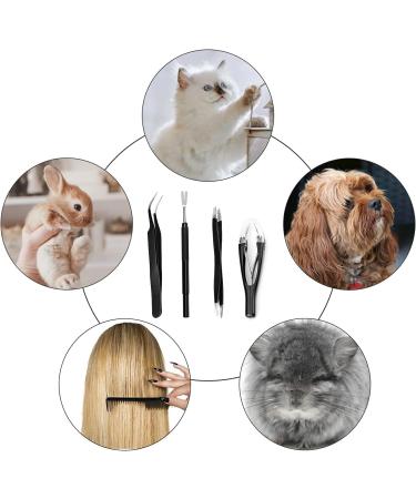 MEISO 4-Piece Stainless Steel Tick Remover Set | Black Tick Tweezers & Hooks for Humans Dogs Cats | Includes Storage Box | International Shipping Available - Buy Online on GoSupps.com
