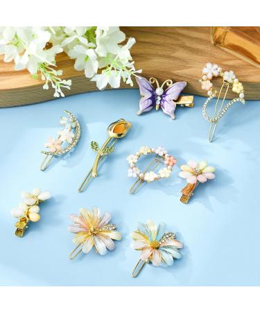 Chunyin 18 Pcs Rhinestone Butterfly Hair Clips Sets | Handmade Crystal Barrettes for Women | Gold Prom Accessories - Assorted Colors - Buy Online on GoSupps.com