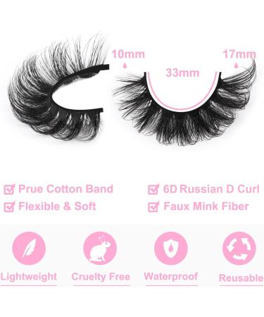 Kiromiro Faux Mink Lashes Fluffy 6D False Eyelashes 17mm Wispy Cat Eye Lashes that Look Like Extensions Strip Lashes Pack - Buy Online on GoSupps.com