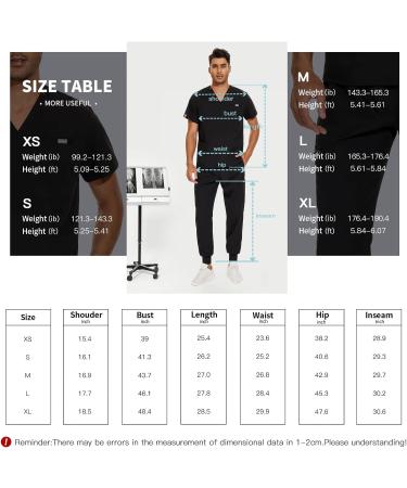 VIAOLI Men's Scrubs Set - V-Neck Top & Jogger Pant - 8 Pocket Cargo - Black L - Buy Online on GoSupps.com