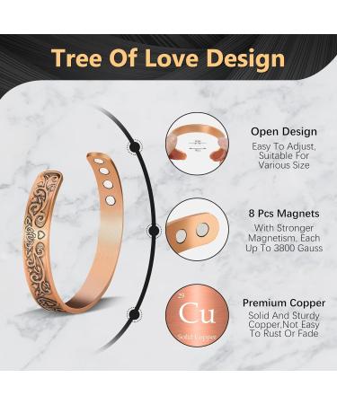 Jeracol 8X Ultra Strength Pure Copper Magnetic Bracelet with Tree of Life Design - Gift Box Included - Buy Online on GoSupps.com