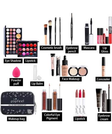 27 Pieces Makeup Sets Professional Carry All Makeup Train Case Makeup Set for Women and Girls Contains Multi-Color Matt and Glitter Eye Shadow Lip Gloss Mascara Eye Cream Makeup Pen etc - Buy Online on GoSupps.com