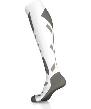COMPREX Compression Stockings | Ultimate Ski Travel & Pregnancy Socks | Breathable Compression Socks (White/Gray Size 35-38) - Buy Online on GoSupps.com