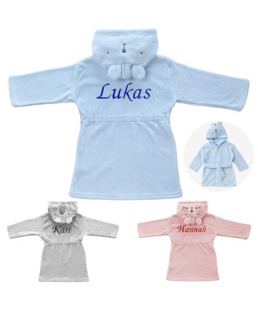 KDO Magic - Bathrobe personalized baby - morning mantle with a embroidery - embroidered first name - several colors - gift idea for Christmas birthday 3-6 months blue