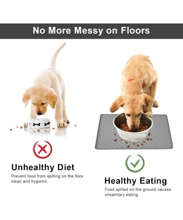 48x30cm Dog Food Mat - Food Grade Silicone, Spill-Proof, Raised Edges, Anti-Slip, Waterproof - Grey - Buy Online on GoSupps.com