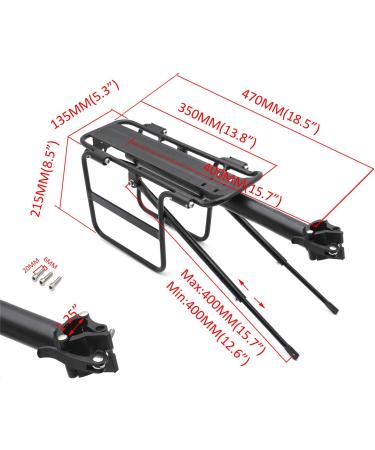 HTTMT Bicycle Rear Rack Fender Luggage Rack Seat with Adjustable Metal Side Wing - ET-BIKE-RACK004-BK - Buy Online on GoSupps.com