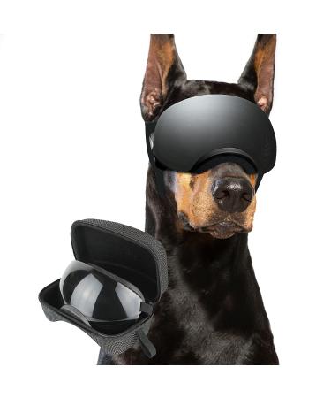 PETLESO Dog Goggles Large Breed, Dog Sunglasses Large Breed UV Protection Large Dog Goggles with Detachable Lens, Black Frame Black Lens Black frame+ black lens