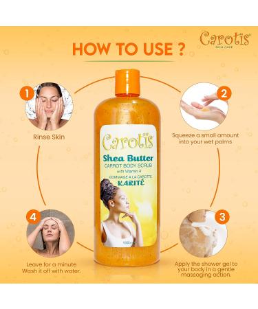 CAROT S Shea Butter Body Wash - 33.8 Fl oz / 1000ml - Revitalizing and Nourishing Skin Treatment - Buy Online on GoSupps.com