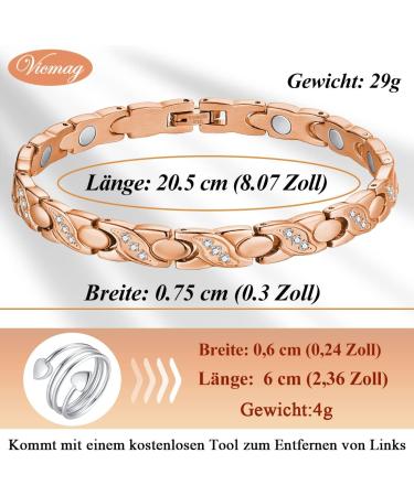 Vicmag Lymphatic Drainage Magnetic Bracelet for Women - Titanstahl Ultrast-Strong Magnets Rose Gold Crystal X Shape Gift Box Included - Buy Online on GoSupps.com