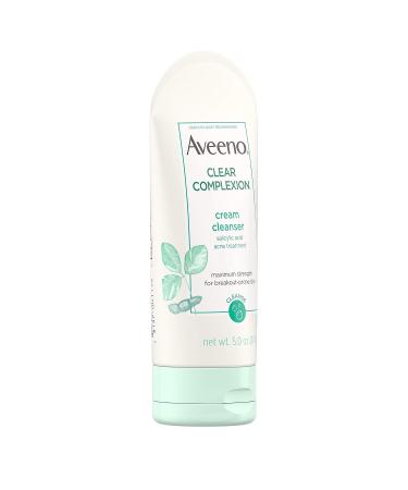 Aveeno Clear Complexion Cream Facial Cleanser with Salicylic Acid Acne Medicine - 5 fl. oz, Hypoallergenic & Oil-Free - Buy Online on GoSupps.com