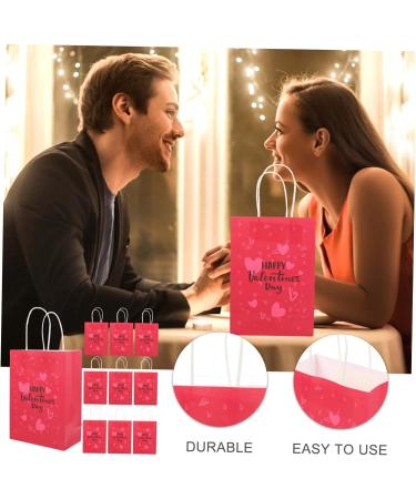 COOLHIYA 10pcs Valentine's Day Tote Reusable Gift Valentines Heart Design Bags Valentine Gift Bags Valentines Bags Valentines Day Gift Bags Candy Bags Delicate Decorations Paper Child 1 count (Pack of 1) As Shown 1 - Buy Online on GoSupps.com