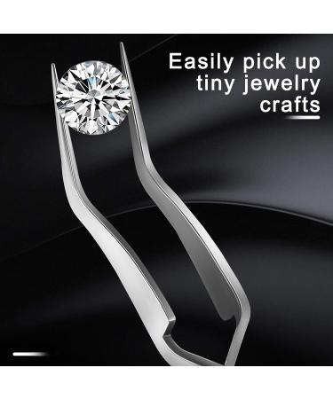 6pc Stainless Steel Craft Tweezers Set for DIY, Jewelry Making, Electronics - Precision Fine Tip, Soft Grip Curved and Reverse Grip Tweezers - Buy Online on GoSupps.com