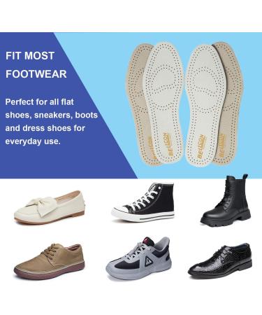 Bellcon Ultra Thin Leather Insoles for Men - Full Length Shoe Inserts & Replacement Cushion Pads Comfort for Dress Boots & Shoes (Men's Size 10.5 US White & Beige - Buy Online on GoSupps.com