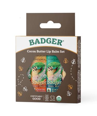 Badger Fair Trade Organic Lip Balm Set - Cocoa Vanilla Orange & Mint (4 Pack) - Buy Online on GoSupps.com