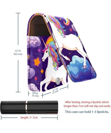 Lipstick Case - Leather Lip Gloss Organizer with Mirror | Mini Unicorn Rainbow Holder Bag - Buy Online on GoSupps.com