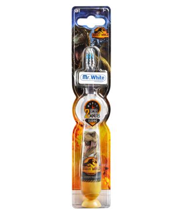Mr.White Jurassic World Kids Battery-Powered Flashing Toothbrush with 2 Minute Timer Suitable for 3+ Years Soft Bristles Single