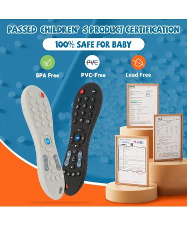 Teething Toys for Babies 6-12 Months-2 Pack Silicone TV Remote Control Shape Baby Hand Teethers for 12 to 18 Months -Infant Chew Toys with Anti-Drop Pacifier Clip-Safety Tested (Black & Grey) - Buy Online on GoSupps.com