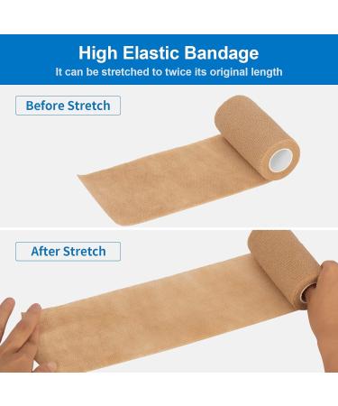 Buy 12 Roll Self-Adhesive Cohesive Bandage - 10cm Elastic Wrap for Pets & Humans | Skin Color Vet Wrap for Fingers & Hands - Buy Online on GoSupps.com