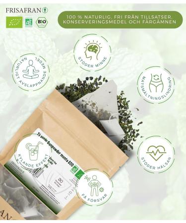  FRISAFRAN FRISAFRAN | Organic Gunpowder Mint Green Tea Pyramids 30 Units | 60g | Antioxidant | Japanese Green Tea | Digestive | Refreshing Drink | Mint Infusion | Pure | Mint Leaves | Hot/Cold - Buy Online on GoSupps.com