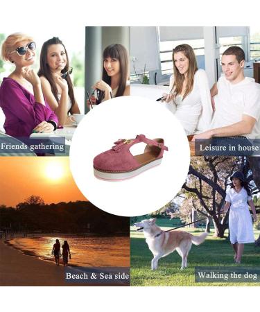 Stylish Dam Roze Women's Platform Sandals | Tassel Leather Closed Toe Buckle Ankle Straps - Vintage Espadrilles for Summer Beach & Outdoor Leisure - Buy Online on GoSupps.com