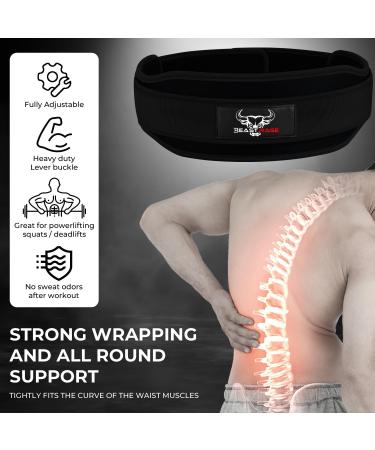 Premium Neoprene Weight Lifting Belt for Men & Women - 5.5 cm Double Starch Padded Support for Gym Bodybuilding & Cross Training - Perfect Lumbar Spine Protection in Large Black - Buy Online on GoSupps.com