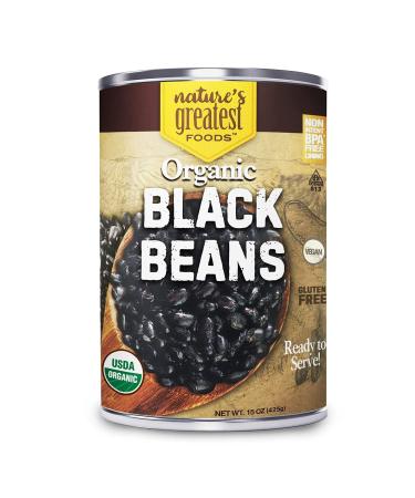 Organic Canned Black Beans - 12-Pack, 15 Ounce - Ready To Serve - GMO-Free, Kosher - Nature's Greatest Foods