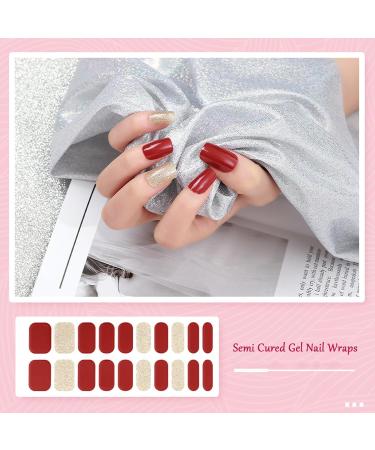Nail Adhesive Wrap - Semi Cured Gel Nail Wraps - Gel Nail Polish Strips Sticker Waterproof Full Nail Wraps Decal Sets with Nail File and Stick Nail Art Decoration (UV/LED Lamp Required) - Buy Online on GoSupps.com