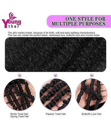 24 Inch Pre-Separated Springy Afro Twist Hair 6 Packs - Soft Synthetic Marley Twist Hair for Distressed Butterfly Locs - Ideal for Wrapping and Braiding - Black Women (1B) - Buy Online on GoSupps.com