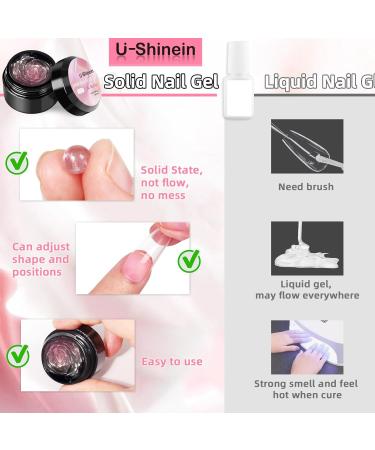 U-shinein 15ml Solid Nail Glue Gel Translucent Pink 1pcs for Acrylic & Press-On Nails | Best Manicure Adhesive - Buy Online on GoSupps.com