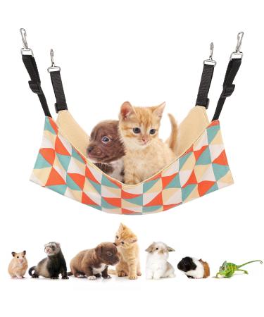 Soudittur Cat Hammock Bed, Hanging Adjustable Canvas Small Pet Hammock for Puppy, Cat, Rats, Ferret, Bunny, Suitable for Cage/Chair/Car/Outdoor Large