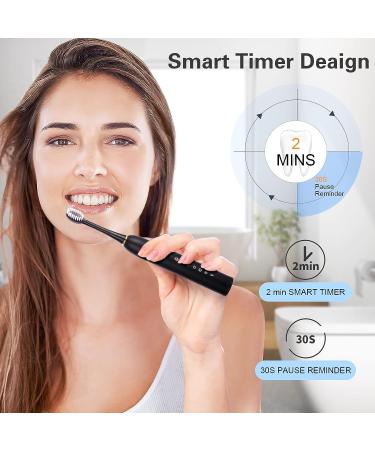 2 Pack Sonic Electric Toothbrush for Adults and Kids - Rechargeable with 8 Brush Heads, 6 Modes, Smart Timer - Fast Charge for 45 Days (White-Black) - Buy Online on GoSupps.com