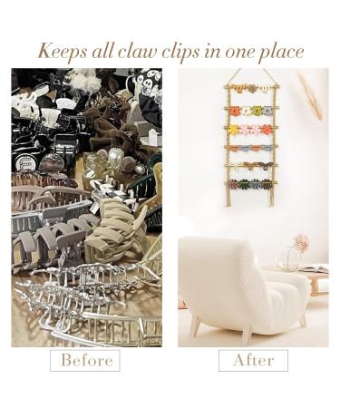 Gold Macrame Hair Claw Clip Organizer - Stylish Hanging Storage for Women and Girls | Claw Clip Hanger Home Decor - Buy Online on GoSupps.com